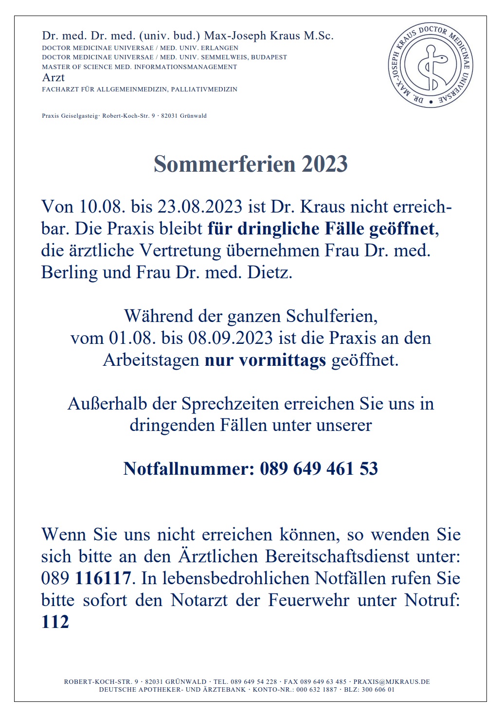 Sommerferien 2023: Unsere Öffnungszeiten