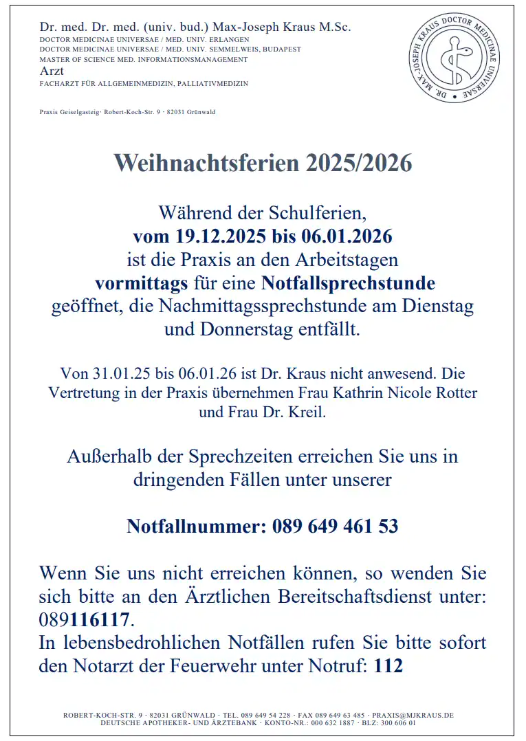 Weihnachtsferien 2025 / 2026