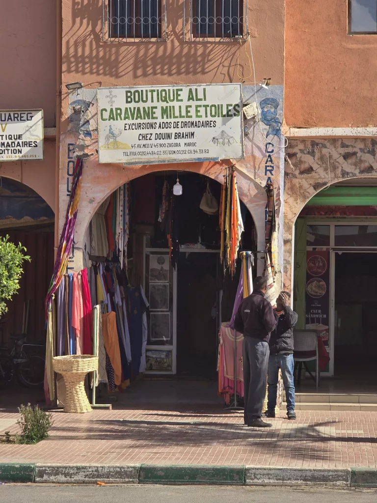 Boutique in Zagora, der Ausgangspunkt unserer Wüstenreise