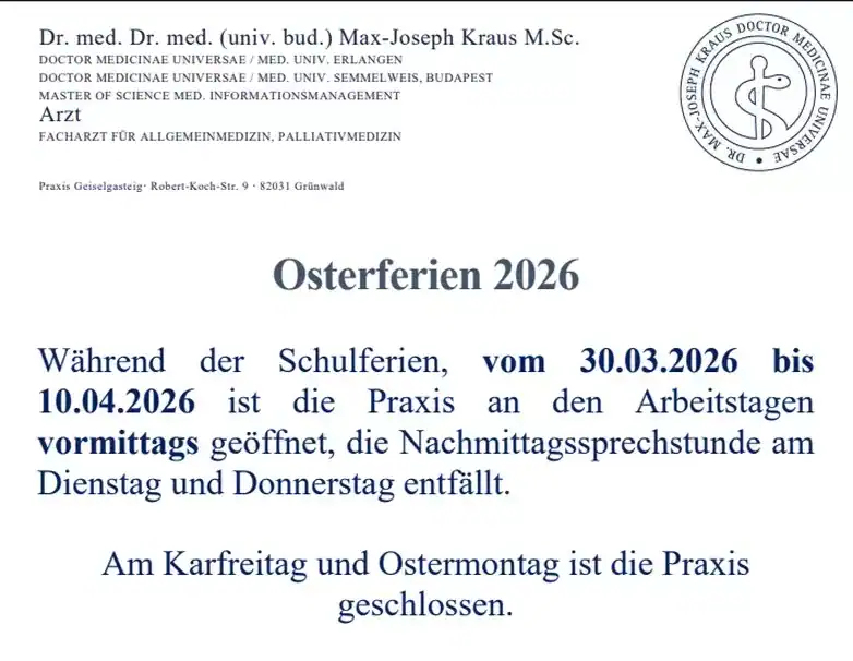Öffnungszeiten während der Osterferien 2026