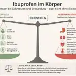 Eine Waage symbolisiert die Wirkungen und Nebenwirkungen von Ibuprofen