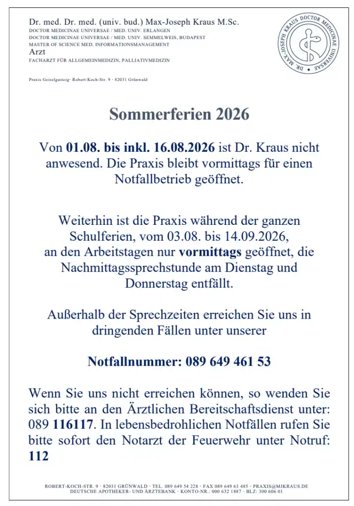 Aushang Sprechzeiten Sommerferien 20206 (nur vormittags)